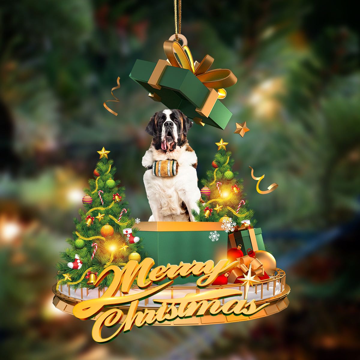 St Bernard-Christmas Gifts&amp;dogs Hanging Ornament