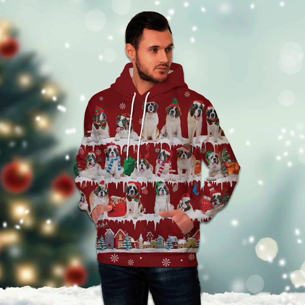 St Bernard - Snow Christmas - 3D Hoodie