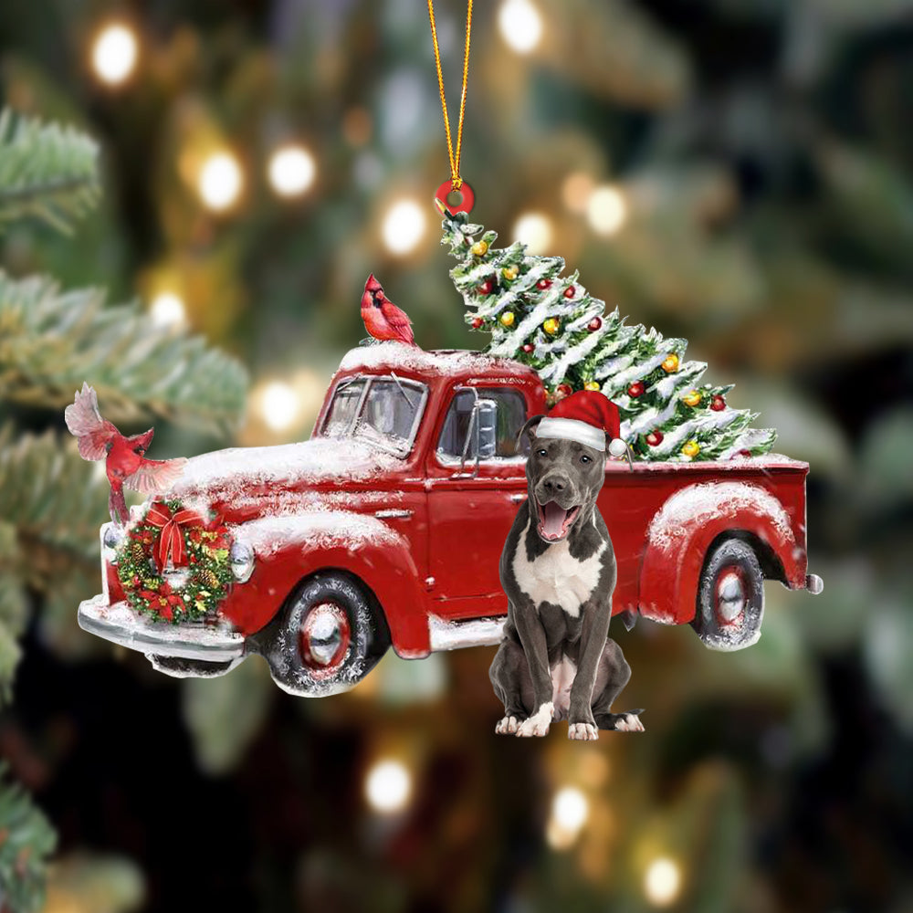 Staffordshire Bull Terrier-Cardinal &amp; Truck Two Sided Ornament