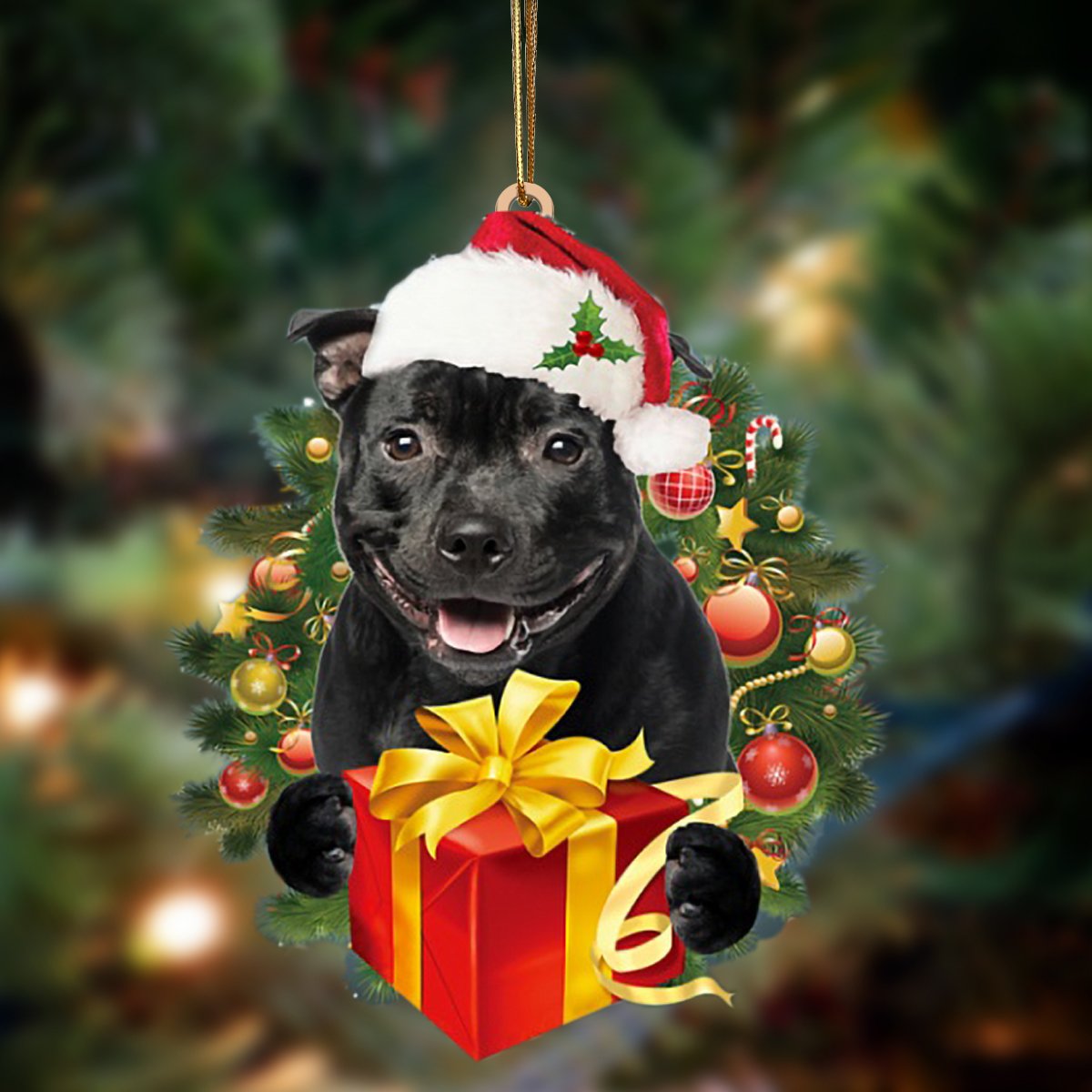 Staffordshire Bull Terrier-Dogs give gifts Hanging Ornament