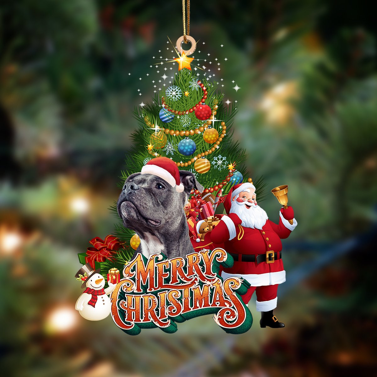 Staffordshire Bull Terrier1-Christmas Tree&amp;Dog Hanging Ornament