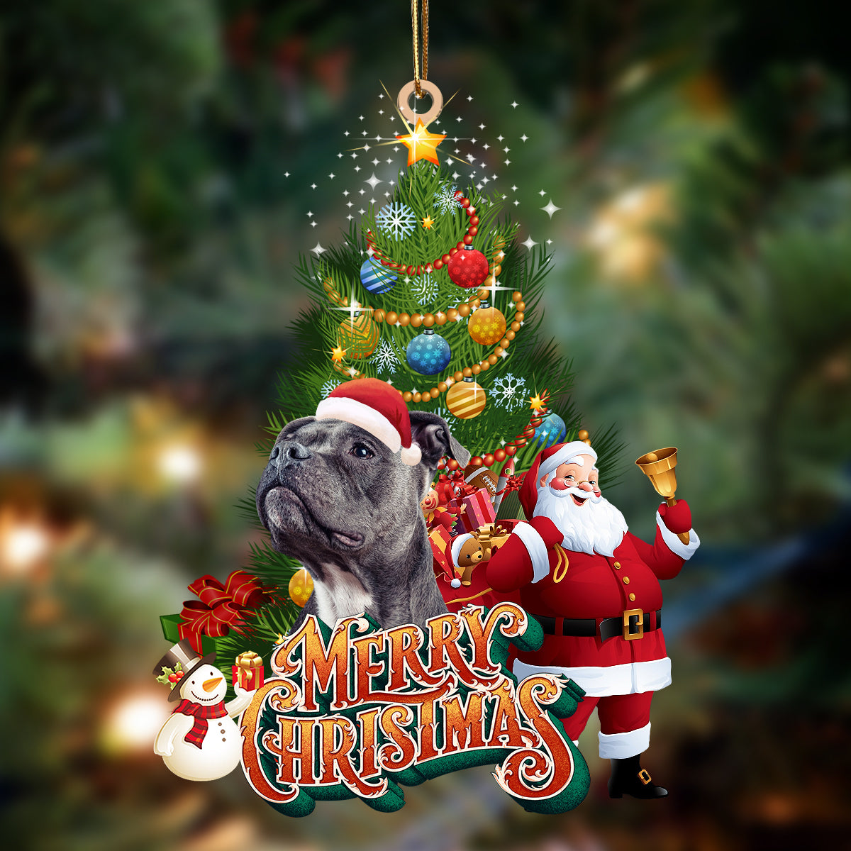 Staffordshire Bull Terrier2-Christmas Tree&amp;Dog Hanging Ornament