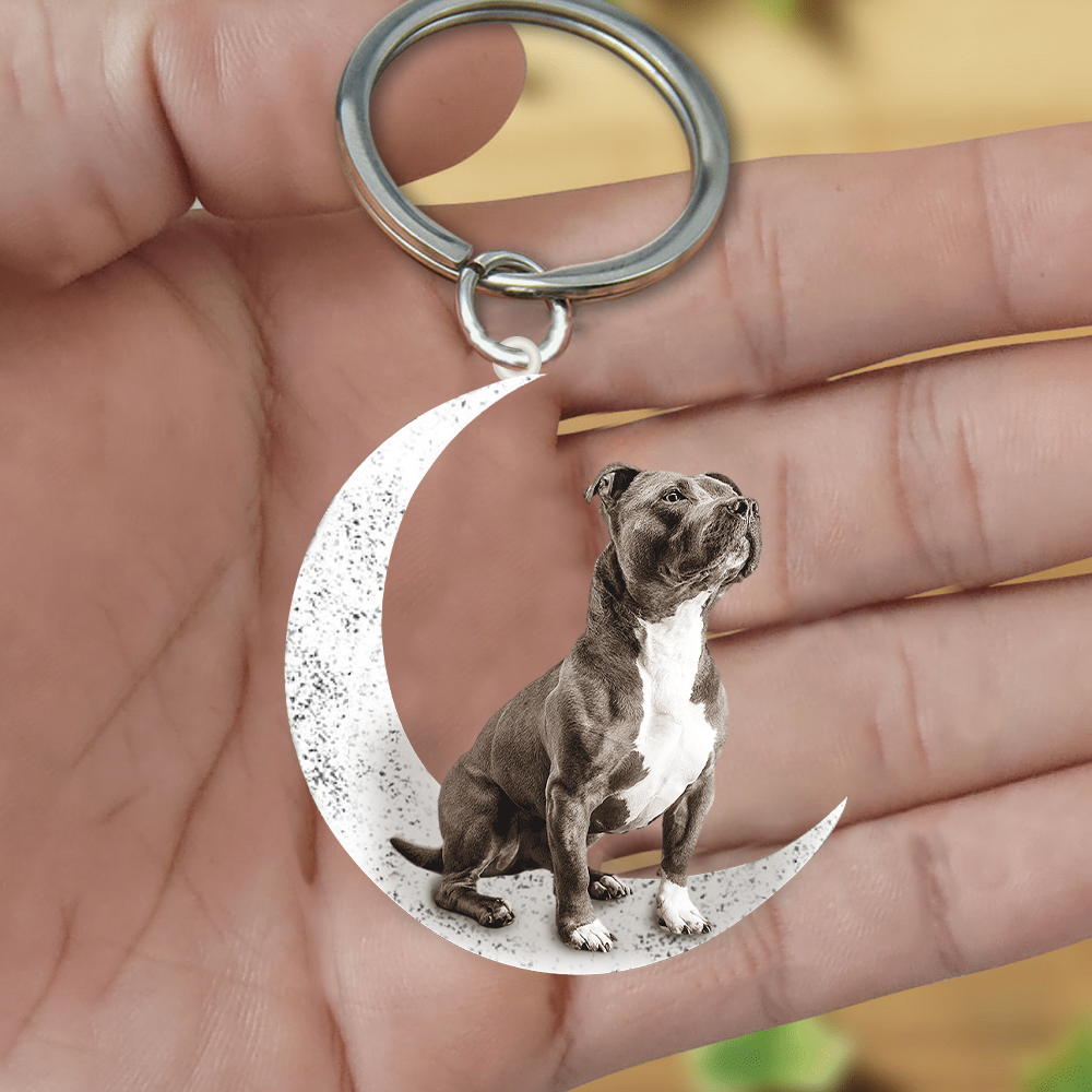 Staffordshire Bull Terrier (2)-Sit On The Moon Keychain