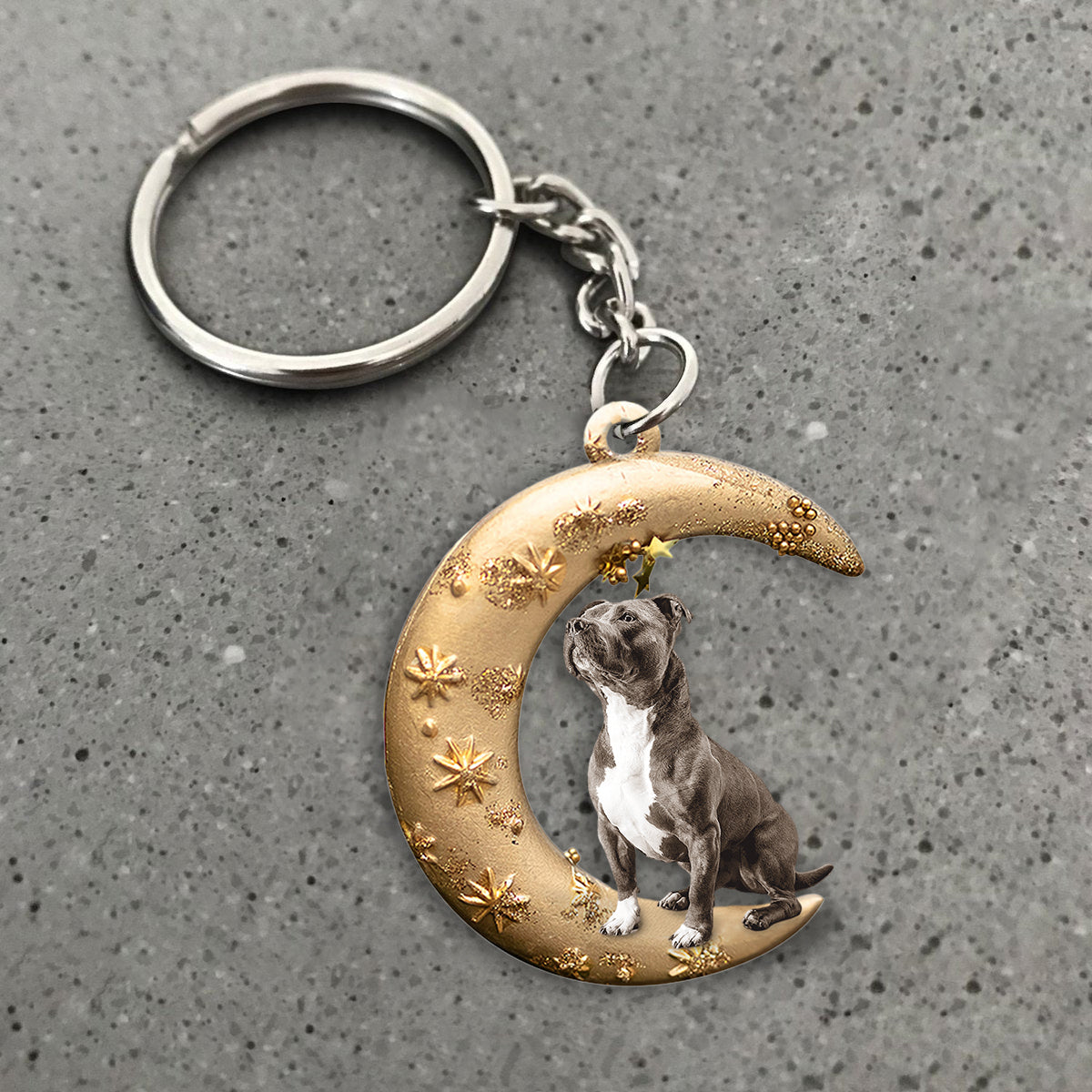 Staffordshire Bull Terrier (2) -Dog &amp; Moon Flat Acrylic Keychain