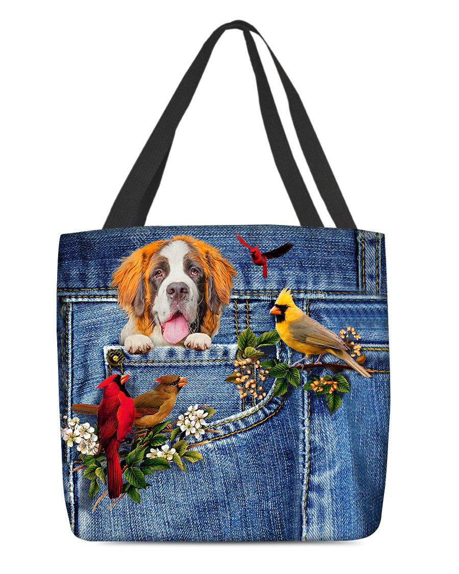 St bernard-Cardinal &amp; Dog Cloth Tote Bag
