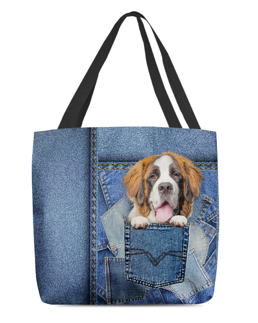 St bernard-in pocket2-Cloth Tote Bag