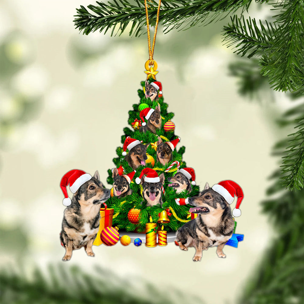 Swedish Vallhund-Xmas Tree&Dog-Two Sided Ornament