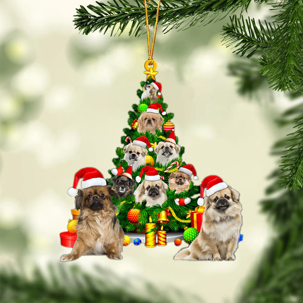 Tibetan Spaniel-Xmas Tree&amp;Dog-Two Sided Ornament
