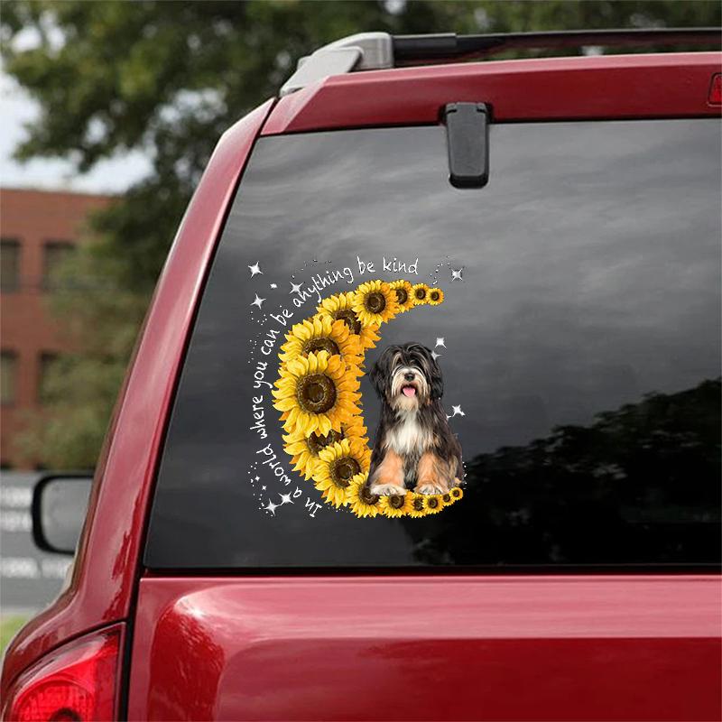Tibetan Terrier-Sunflower Be Kind Car Sticker