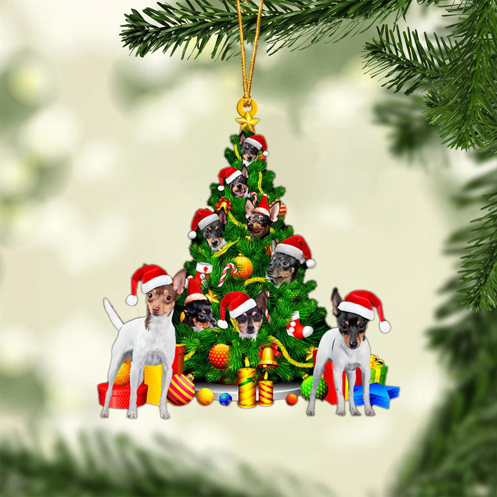 Toy Fox Terrier-Xmas Tree&amp;Dog-Two Sided Ornament