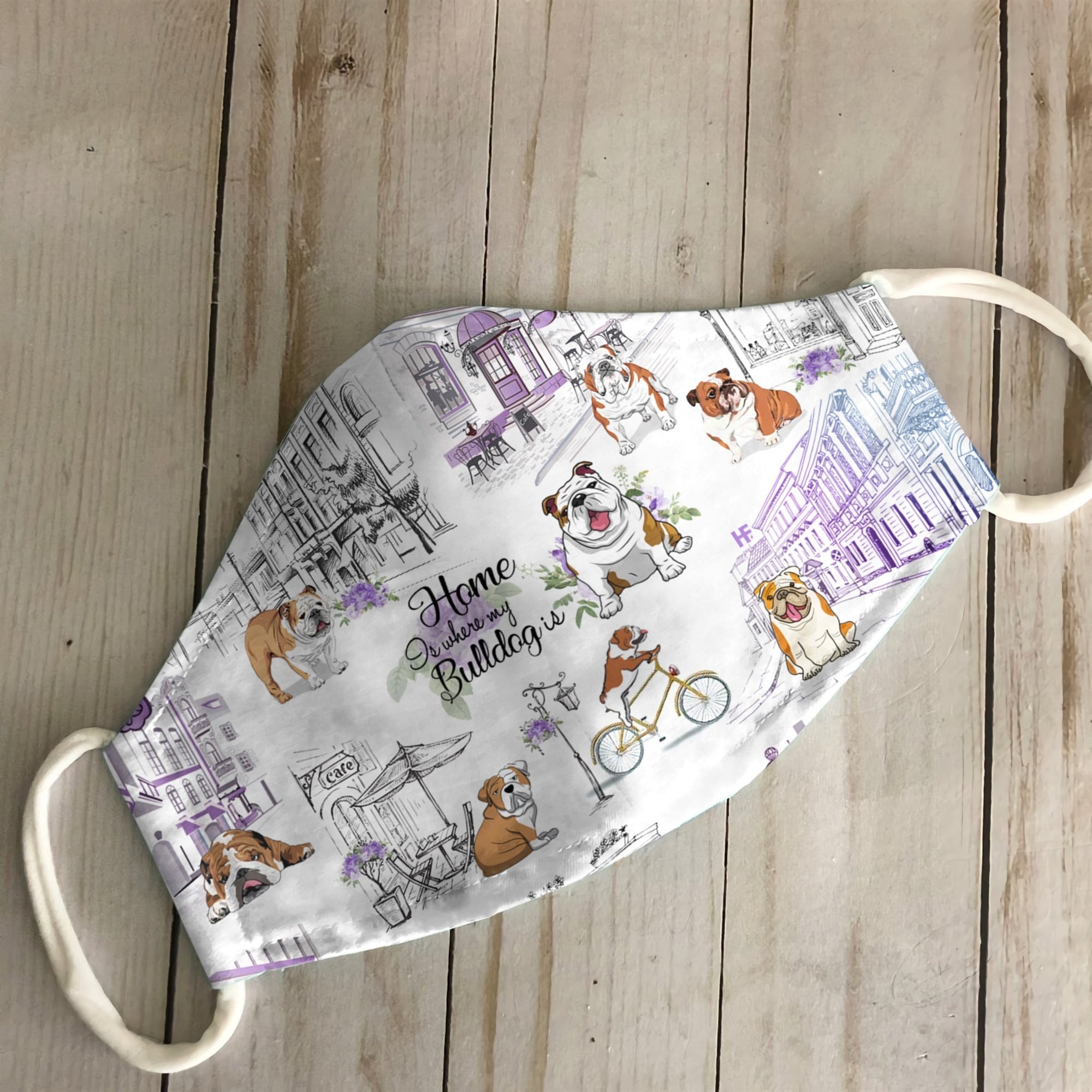 Urban, Vintage Flower And Bulldog EZ07 3007 Face Mask