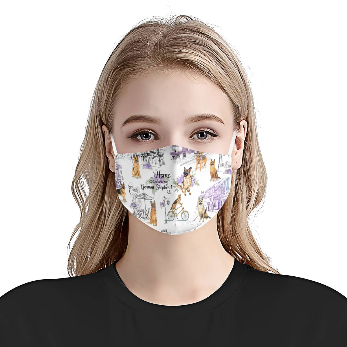 Urban, Vintage Flower And German Shepherd EZ07 3007 Face Mask