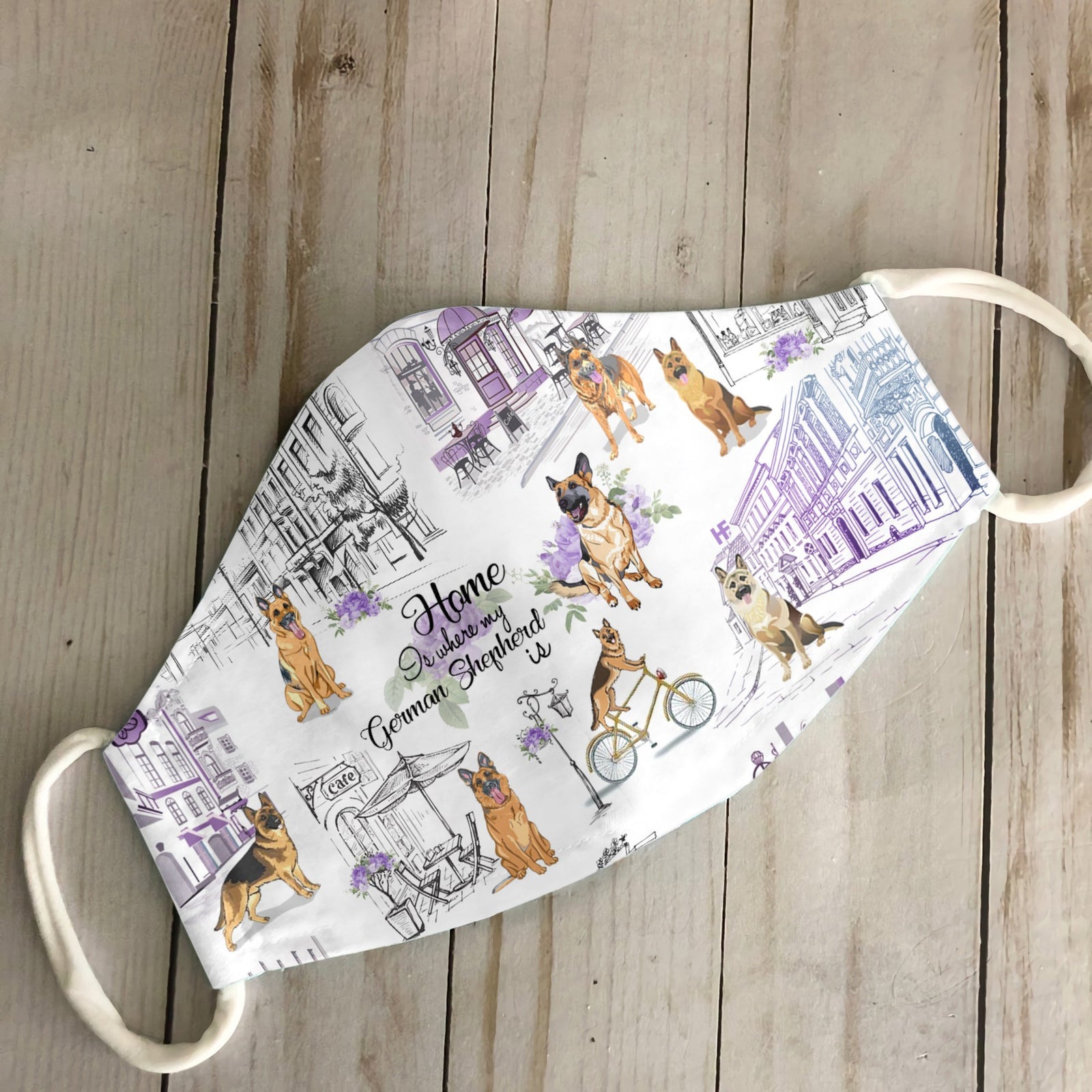 Urban, Vintage Flower And German Shepherd EZ07 3007 Face Mask