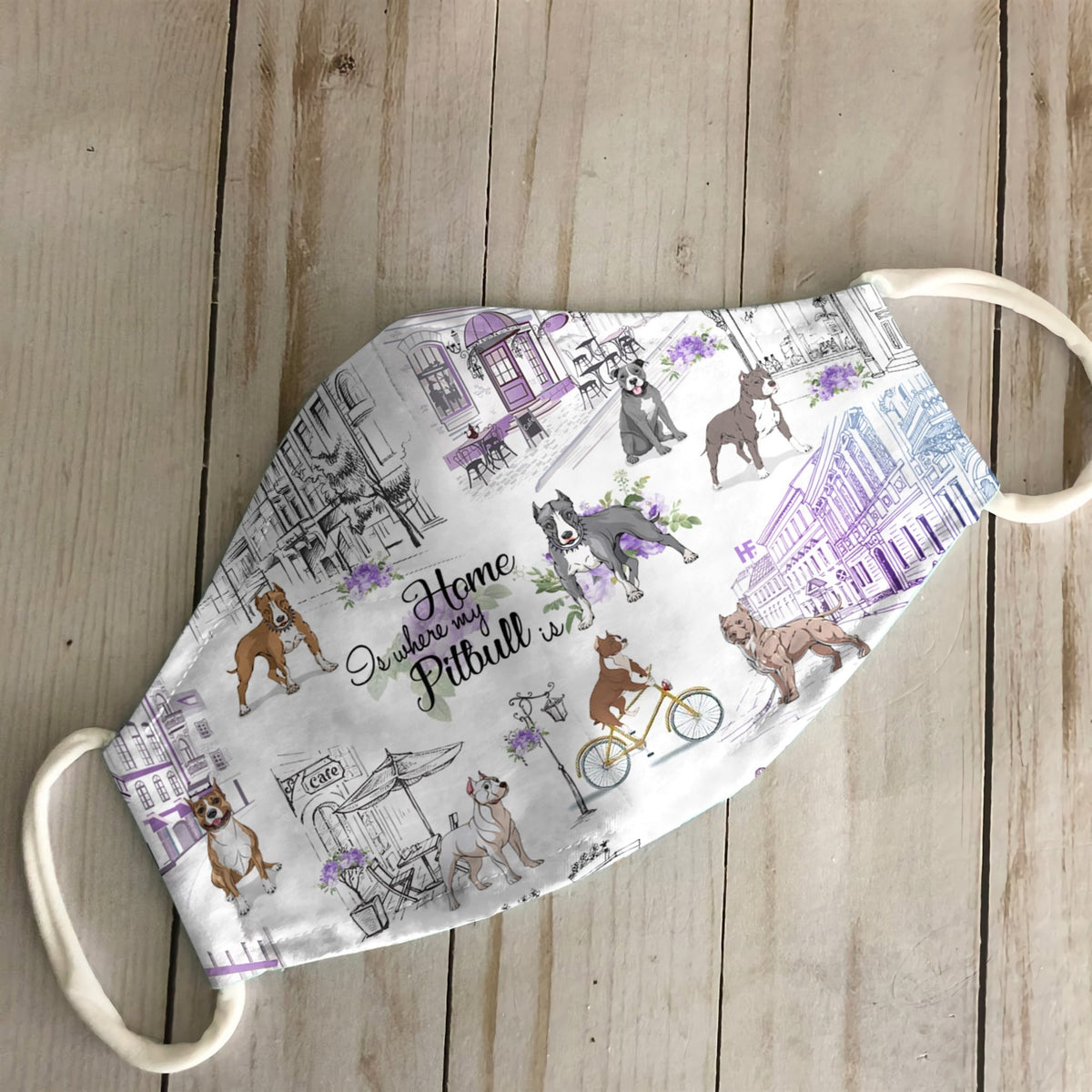 Urban, Vintage Flower And Pitbull EZ07 3007 Face Mask