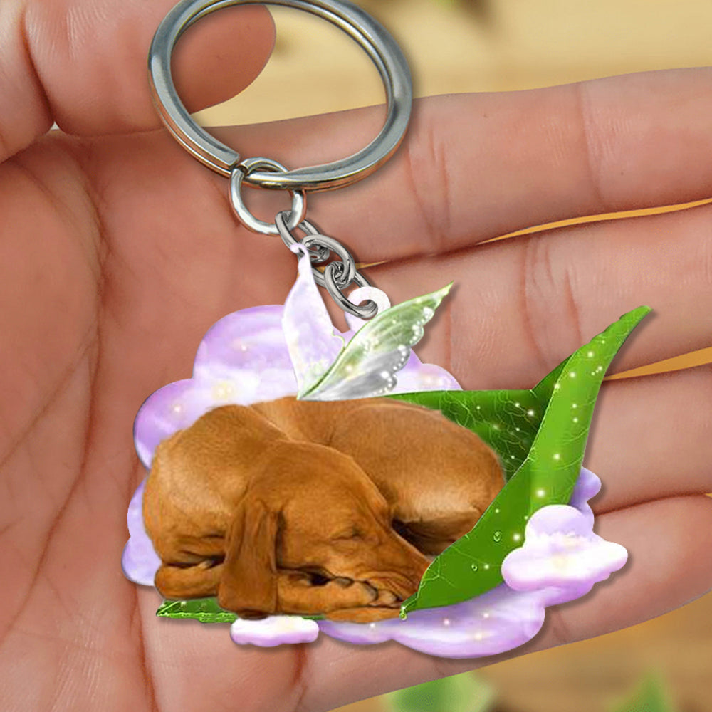 Vizsla-Sleep On Fallen Leaves Flat Acrylic Keychain