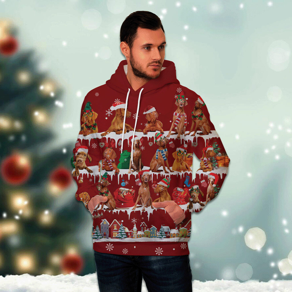 Vizsla - Snow Christmas - 3D Hoodie