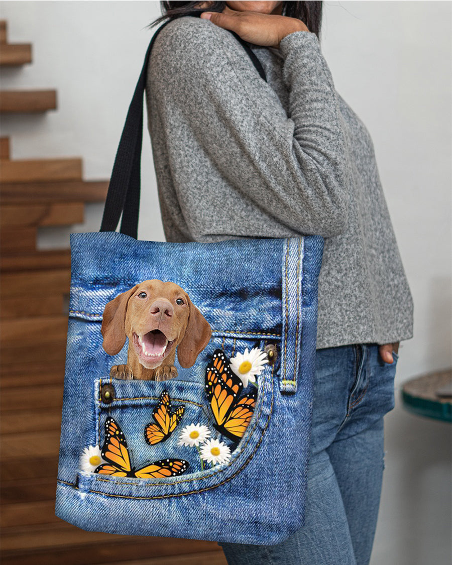 Vizsla-Butterfly Daisies Fait-CLOTH TOTE BAG