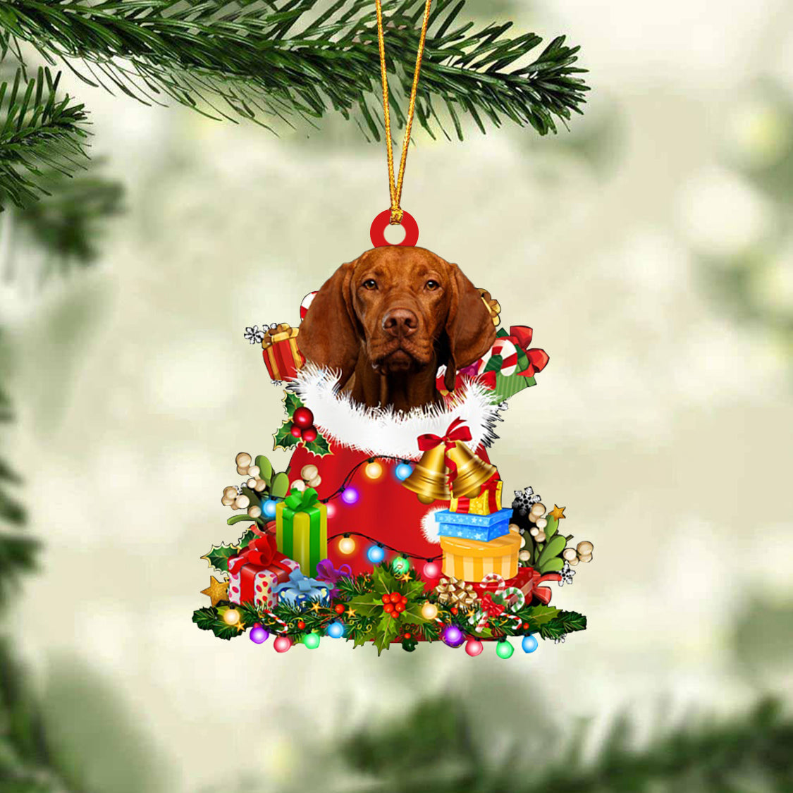 Vizsla-Christmas Bag Gift-Two Sided Ornament