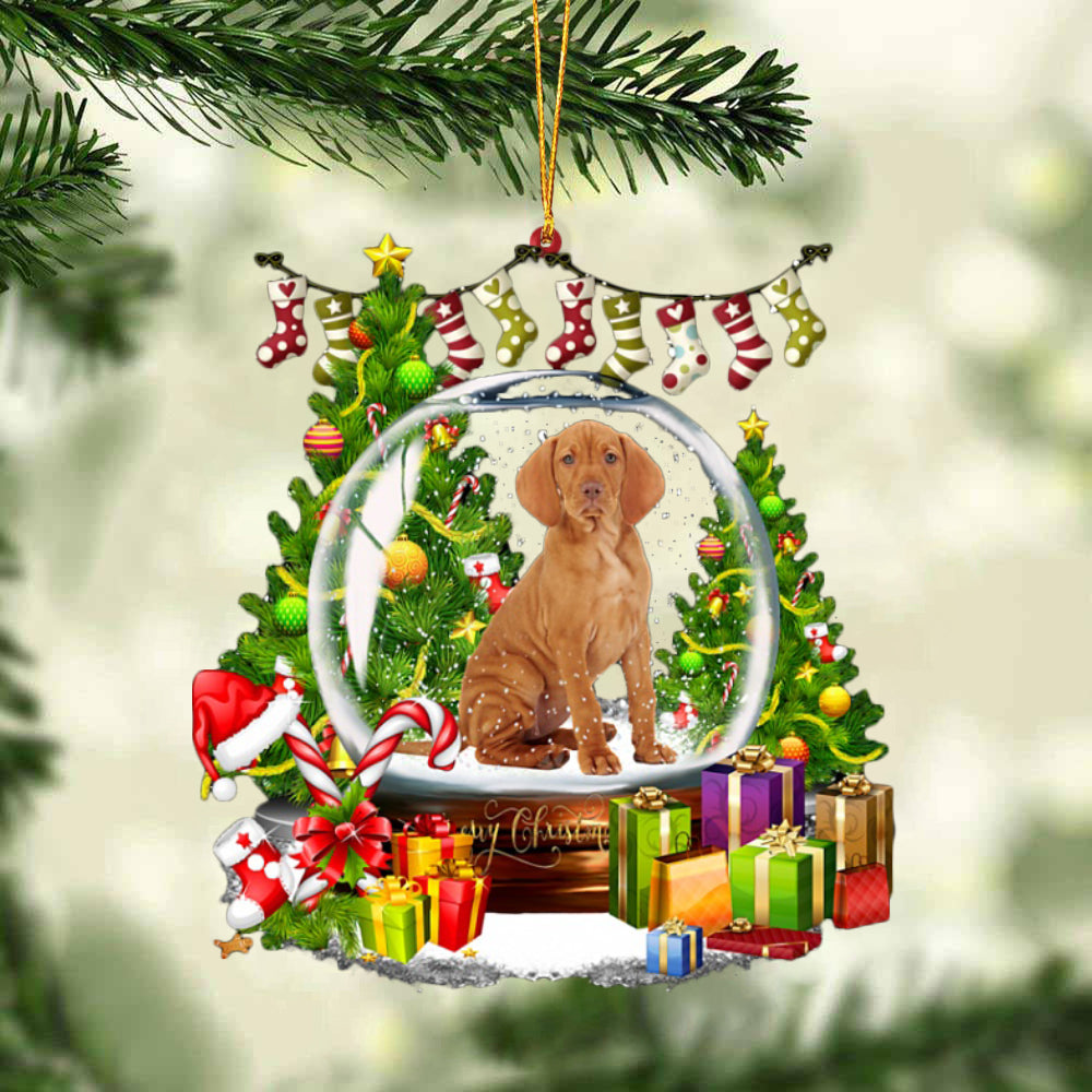 Vizsla-Christmas Crystal Box Dog-Two Sided Ornament