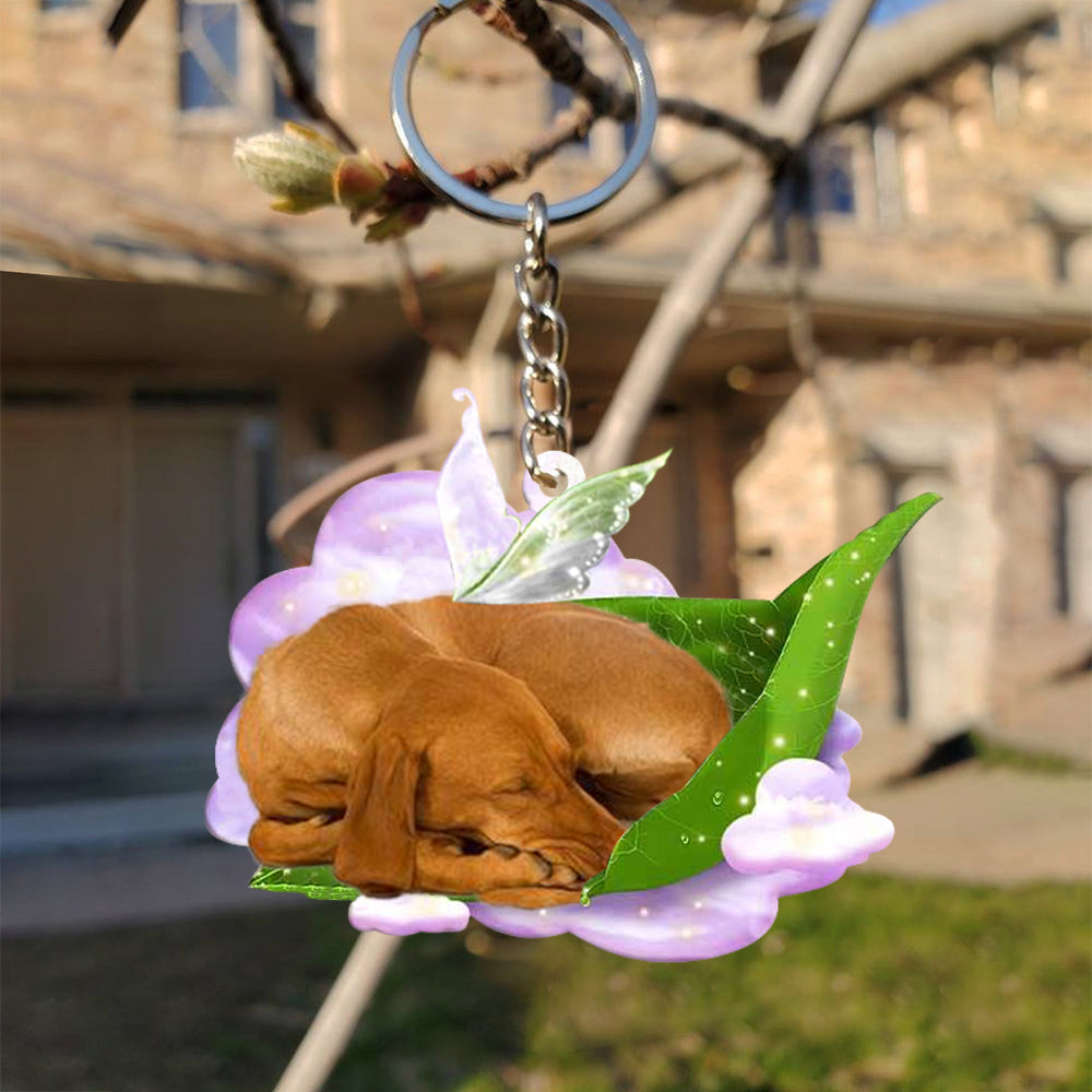 Vizsla-Sleep On Fallen Leaves Flat Acrylic Keychain