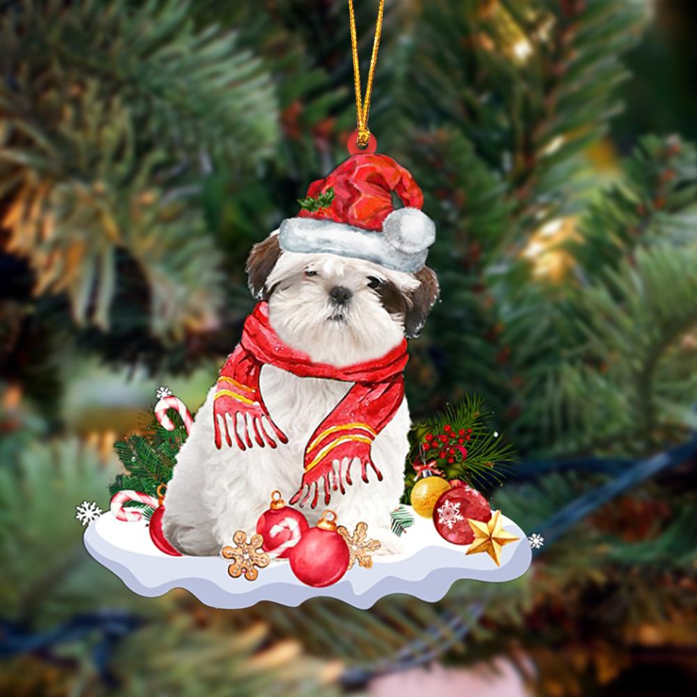 WHITE Shih Tzu-Better Christmas Hanging Ornament