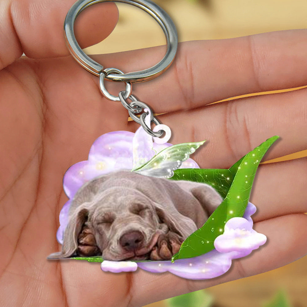 Weimaraner-Sleep On Fallen Leaves Flat Acrylic Keychain