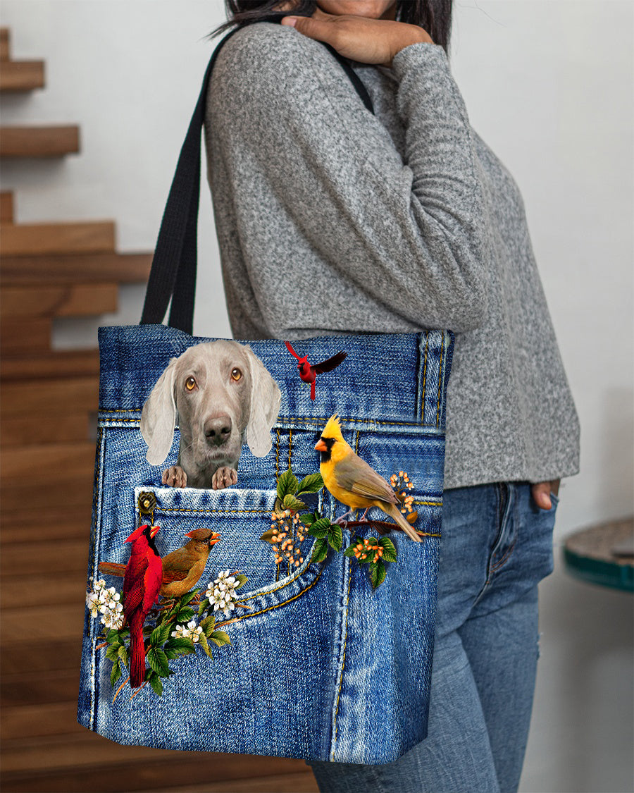 Weimaraner-Cardinal &amp; Dog Cloth Tote Bag