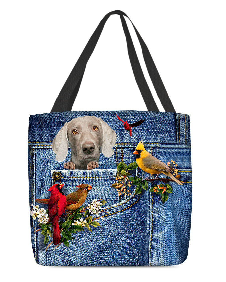 Weimaraner-Cardinal &amp; Dog Cloth Tote Bag