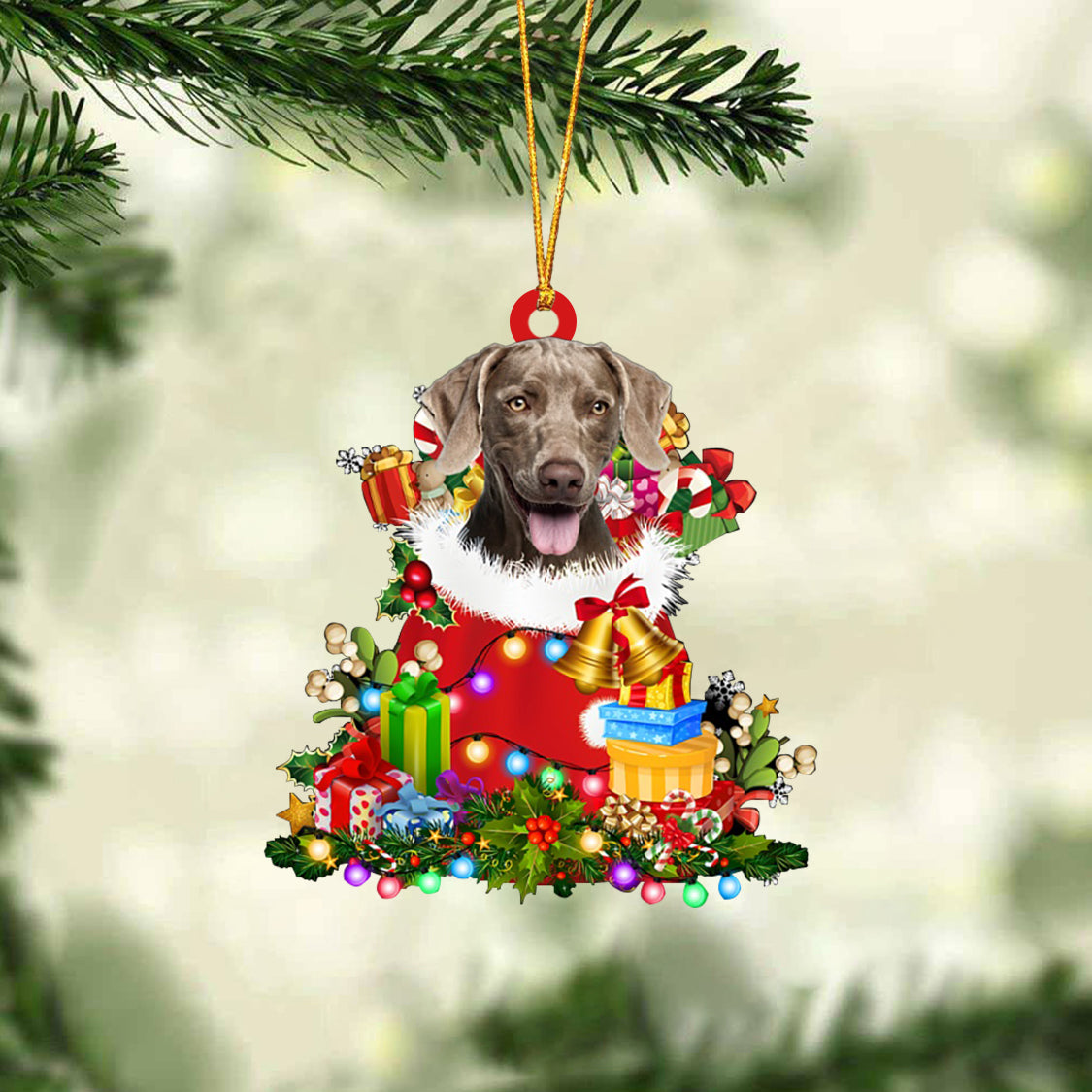 Weimaraner-Christmas Bag Gift-Two Sided Ornament