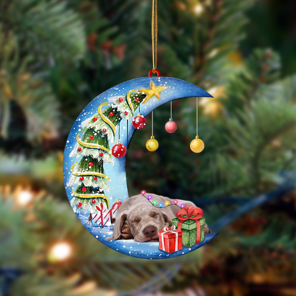 Weimaraner-Sleep On The Moon Christmas Two Sided Ornament