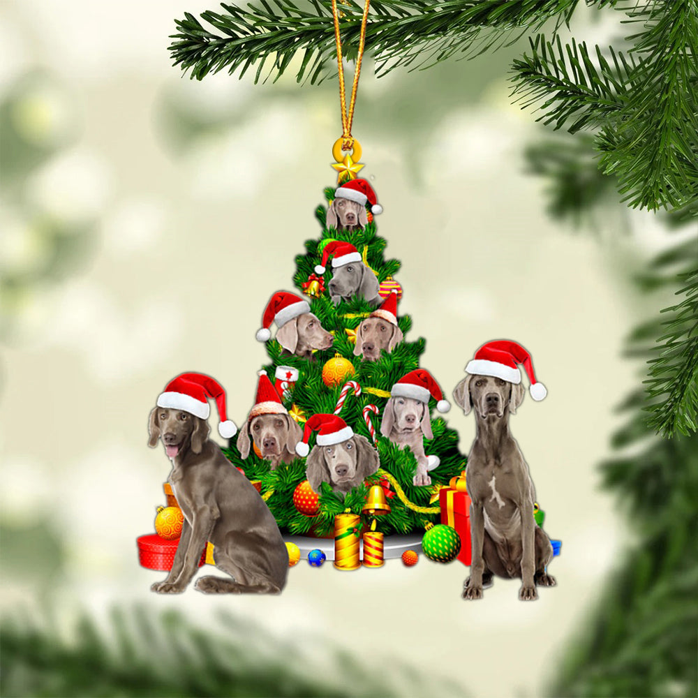 Weimaraner-Xmas Tree&amp;Dog-Two Sided Ornament