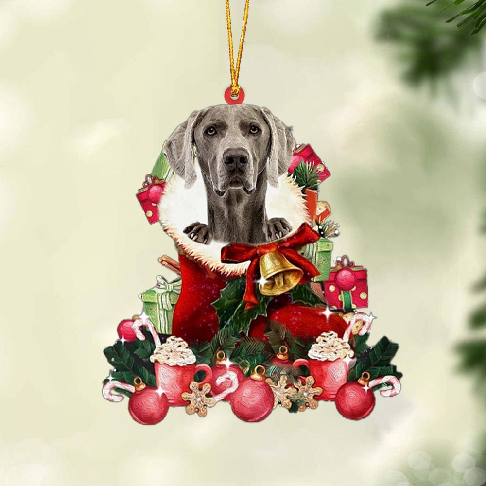 Weimaraner 1-Red Boot Hanging Ornament