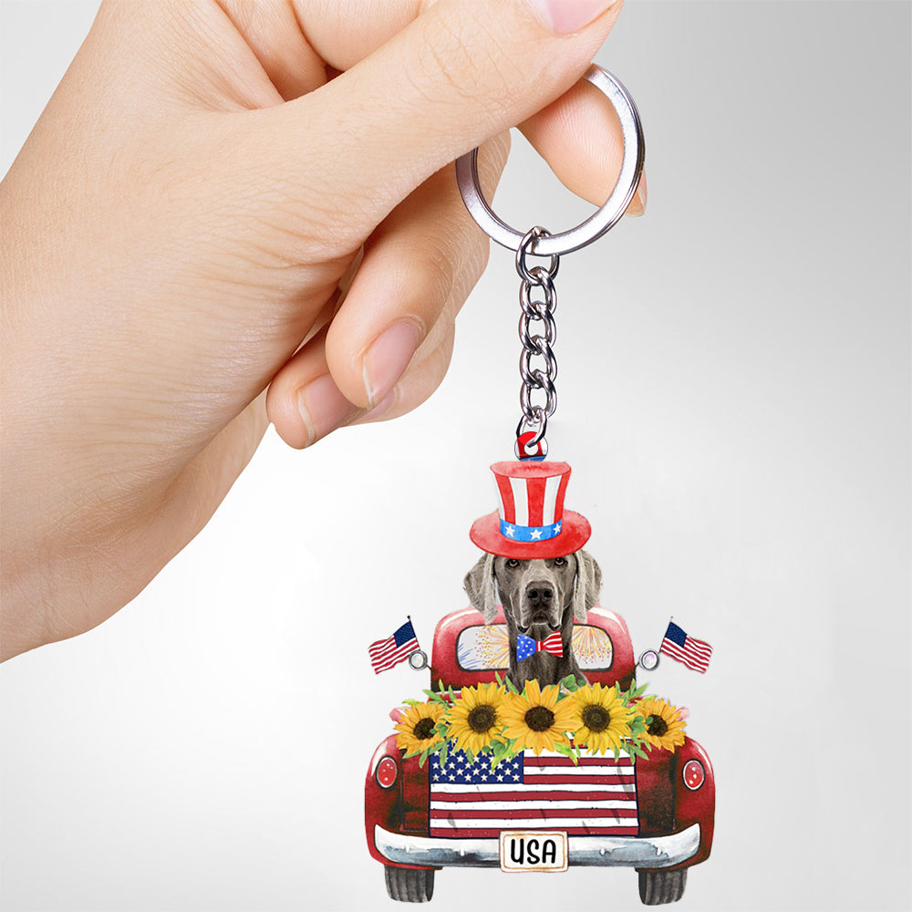 Weimaraner 1-USA Truck Flat Acrylic Keychain