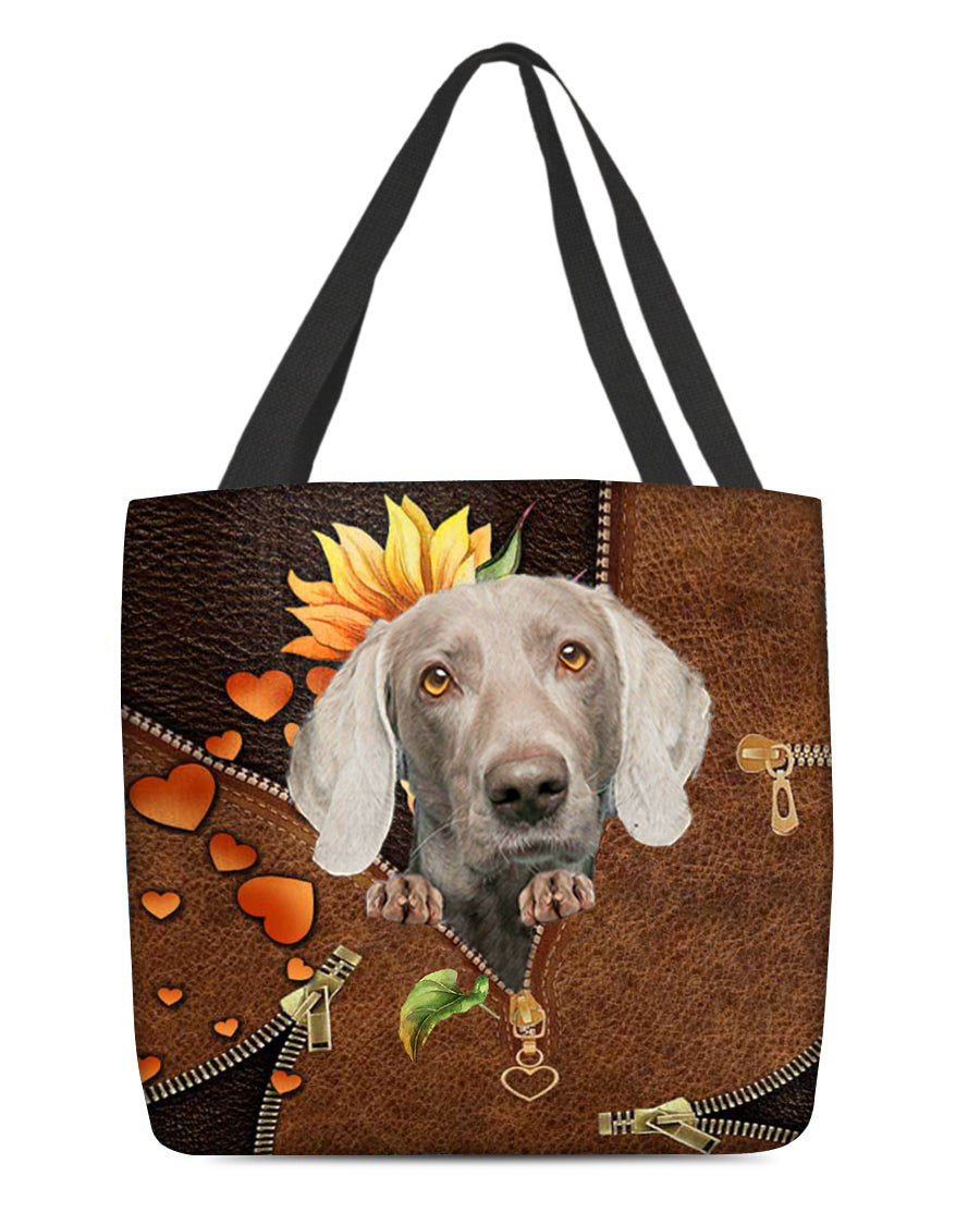 Weimaraner-Sunflower&amp;zipper Cloth Tote Bag