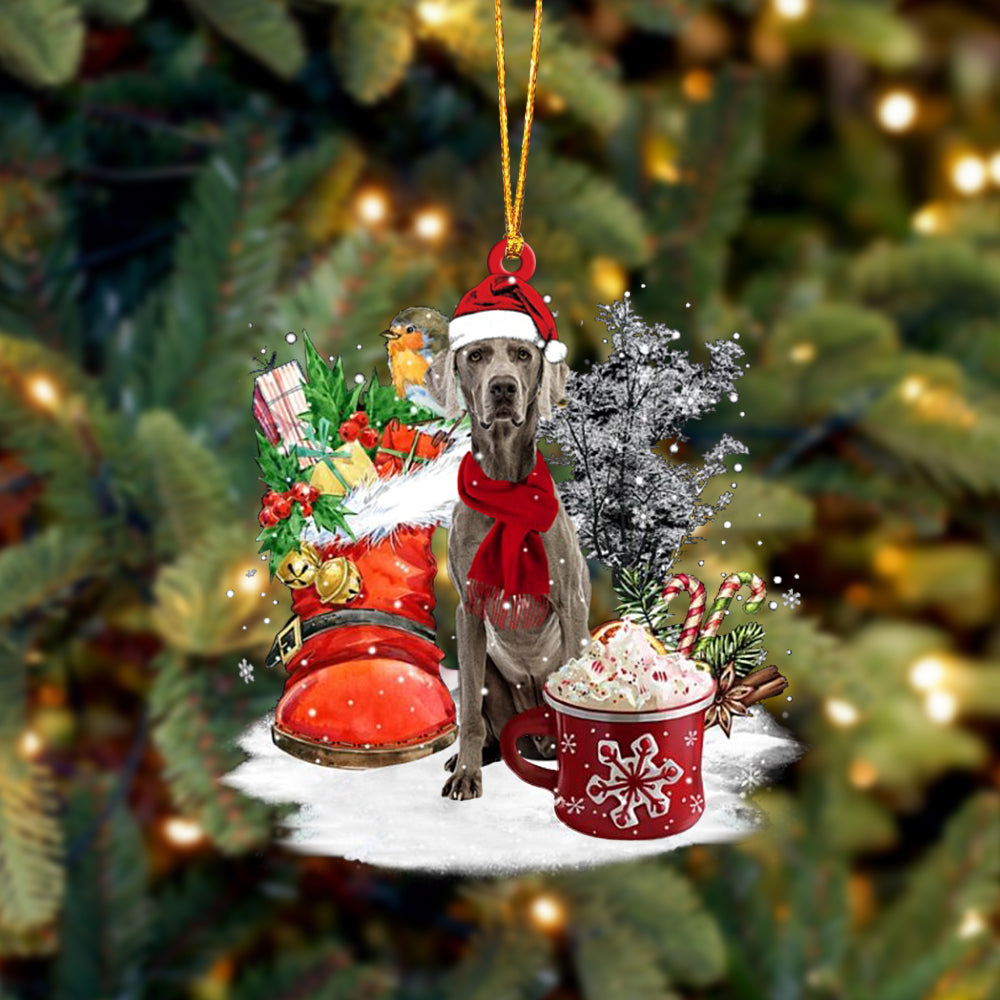 Weimaraner 1-Winter Cup-Two Sided Ornament