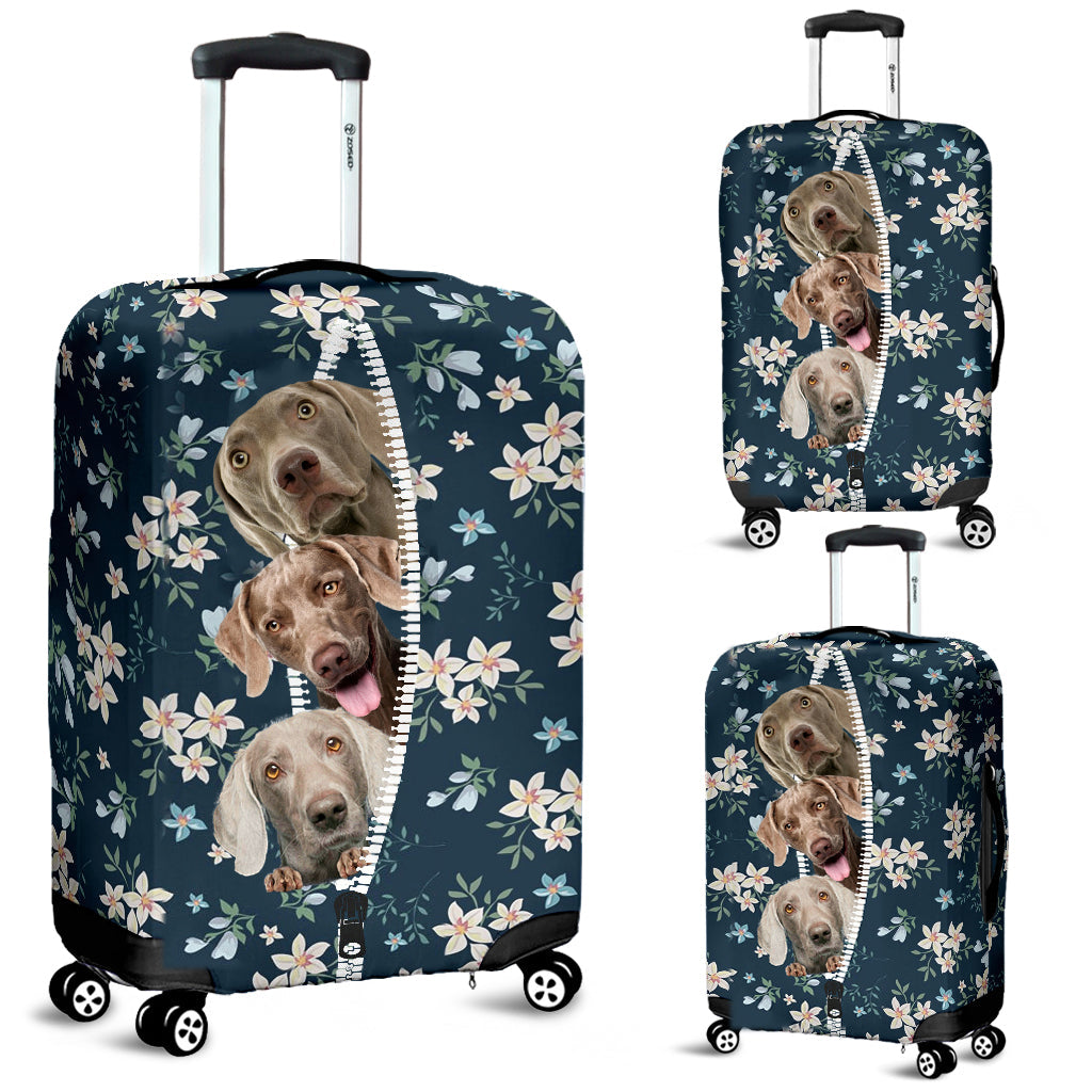 Weimaraner-Flowers-Luggage covers