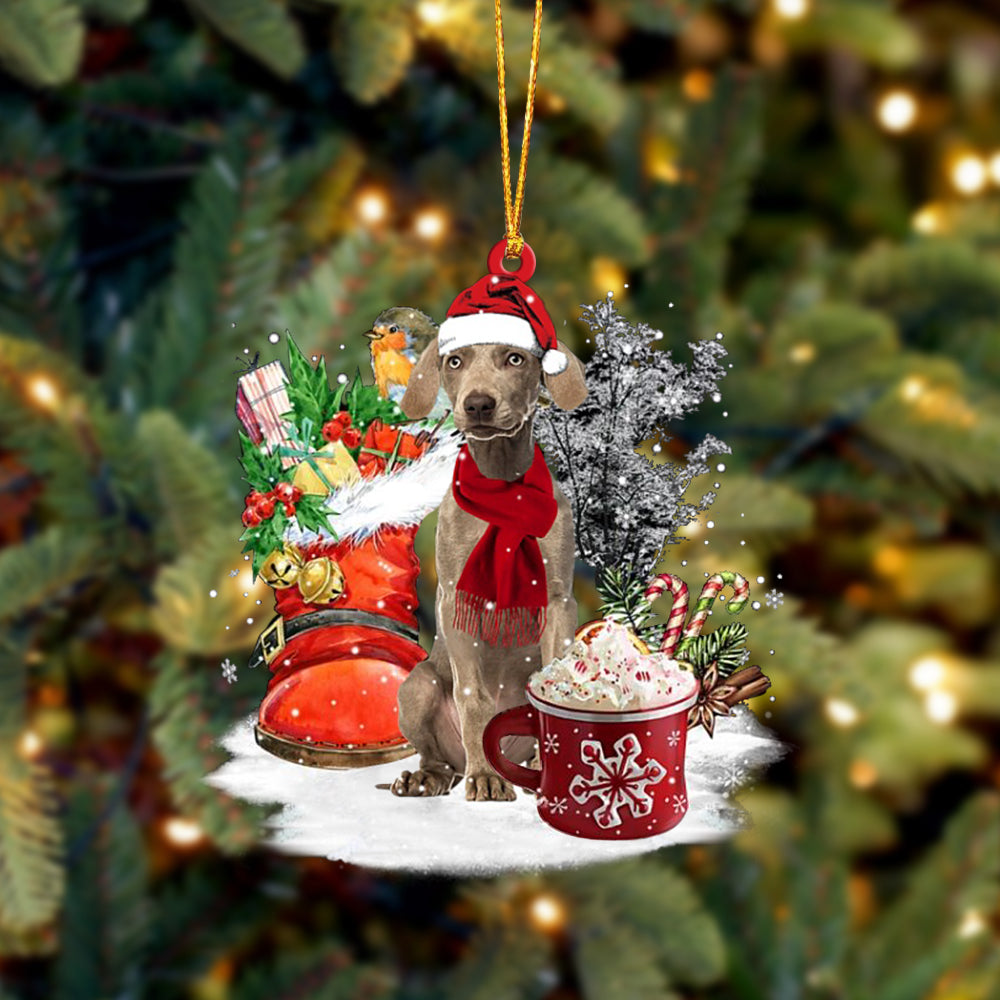 Weimaraner 2-Winter Cup-Two Sided Ornament