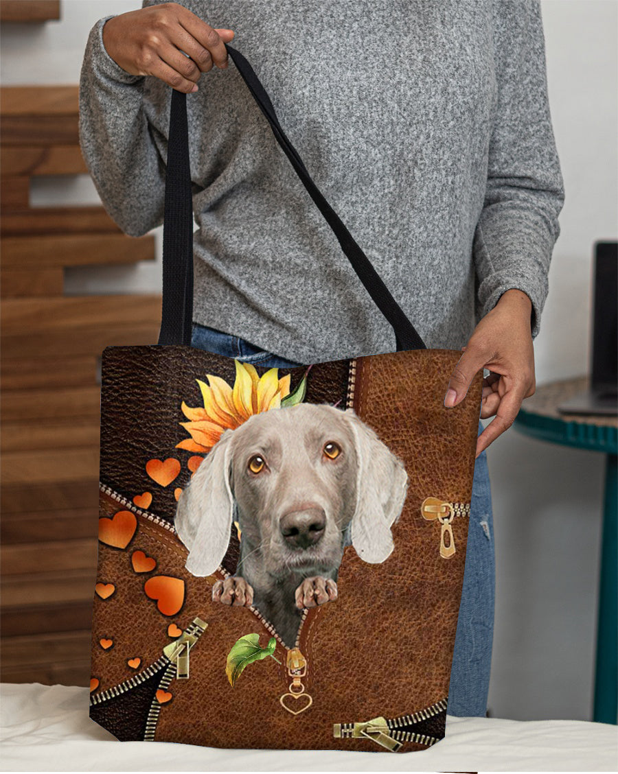 Weimaraner-Sunflower&amp;zipper Cloth Tote Bag