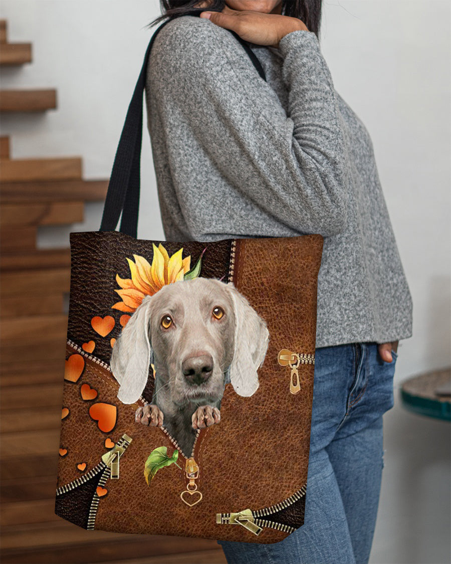 Weimaraner-Sunflower&amp;zipper Cloth Tote Bag