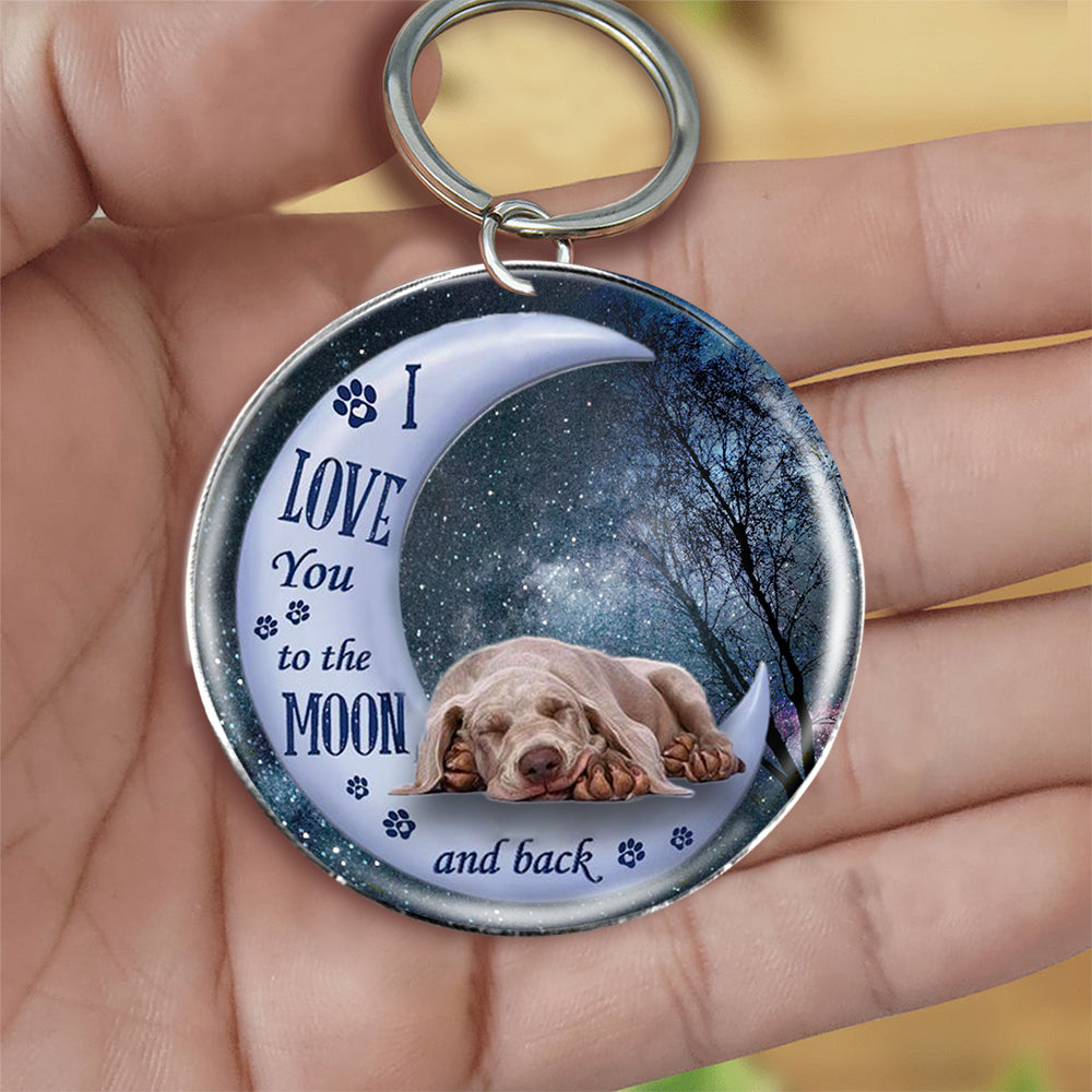 Weimaraner Moon Back-Round Resin Epoxy Metal Keychain