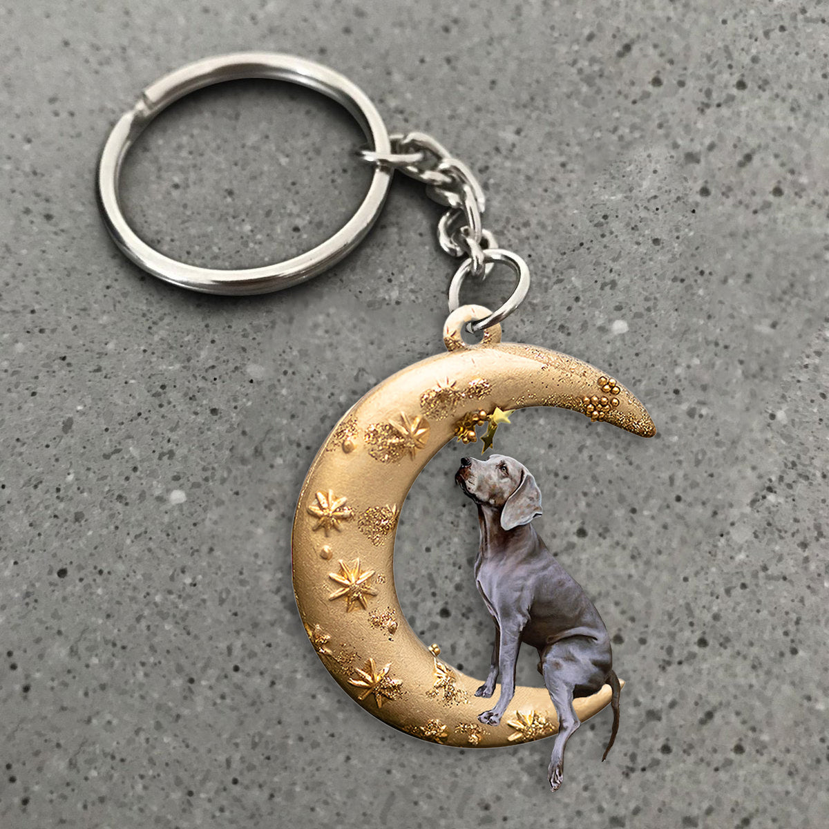 Weimaraner-Dog &amp; Moon Flat Acrylic Keychain