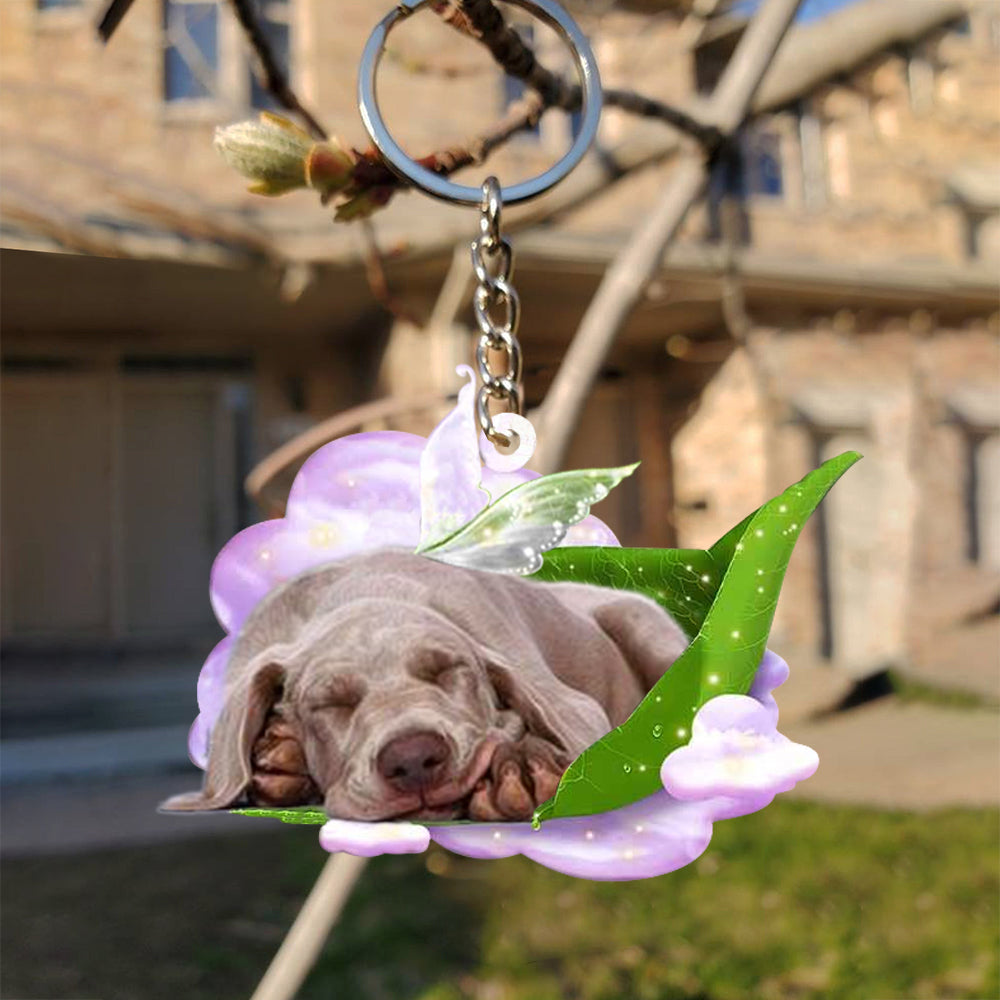Weimaraner-Sleep On Fallen Leaves Flat Acrylic Keychain