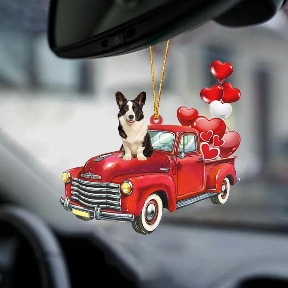 Welsh Corgi-Red Sports car-Two Sided Ornament