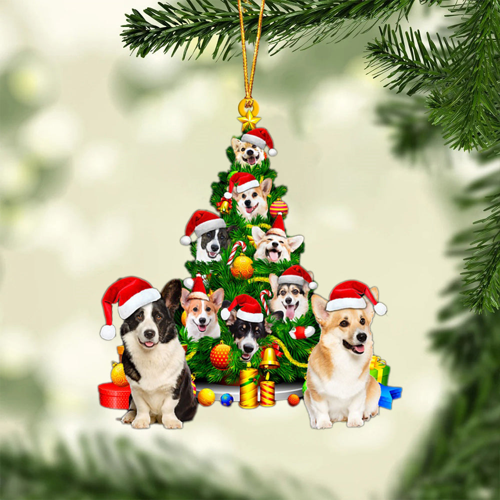 Welsh Corgi-Xmas Tree&amp;Dog-Two Sided Ornament