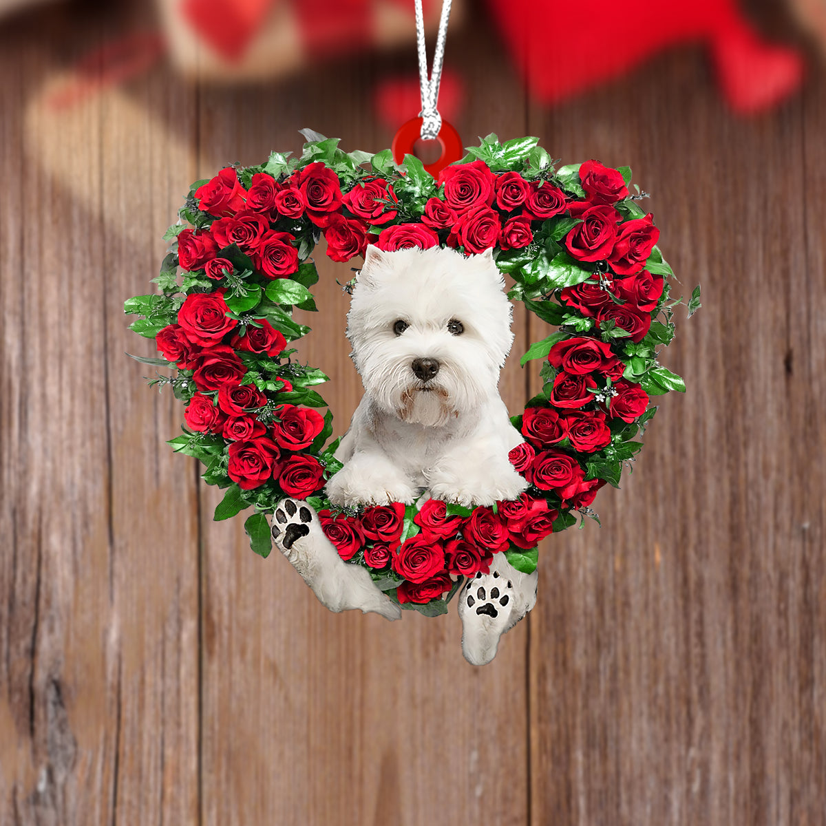 West Highland Dog-Heart Wreath Two Sides Ornament