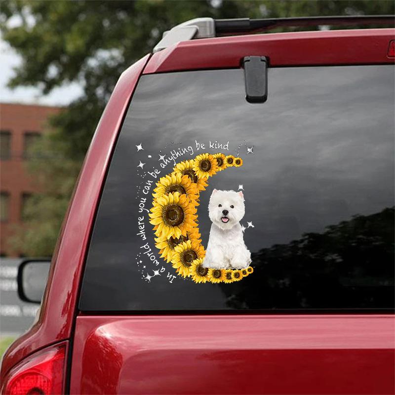 West Highland White Terrie-Sunflower Be Kind Car Sticker