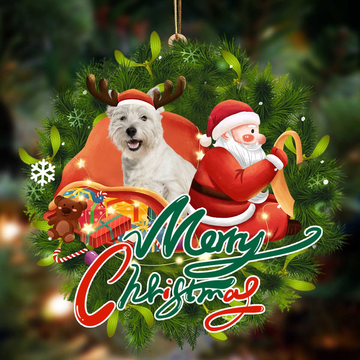 West Highland White Terrier-Santa &amp; dog Hanging Ornament