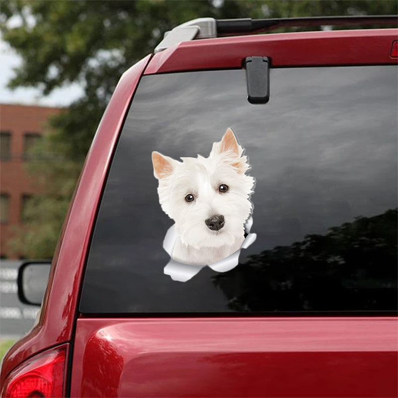 Cute West Highland White Terrier CRACK CAR STICKER