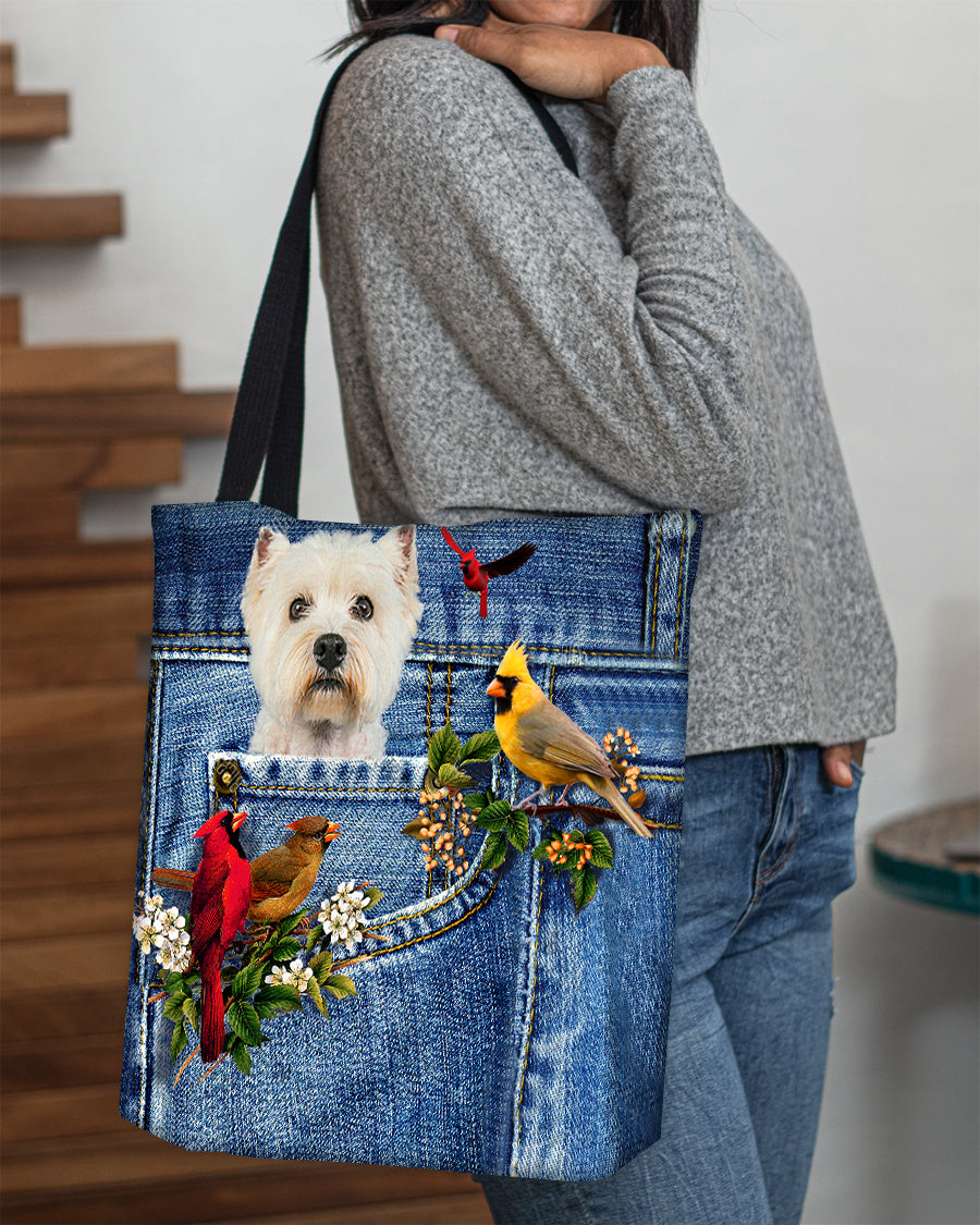 Westie-Cardinal &amp; Dog Cloth Tote Bag