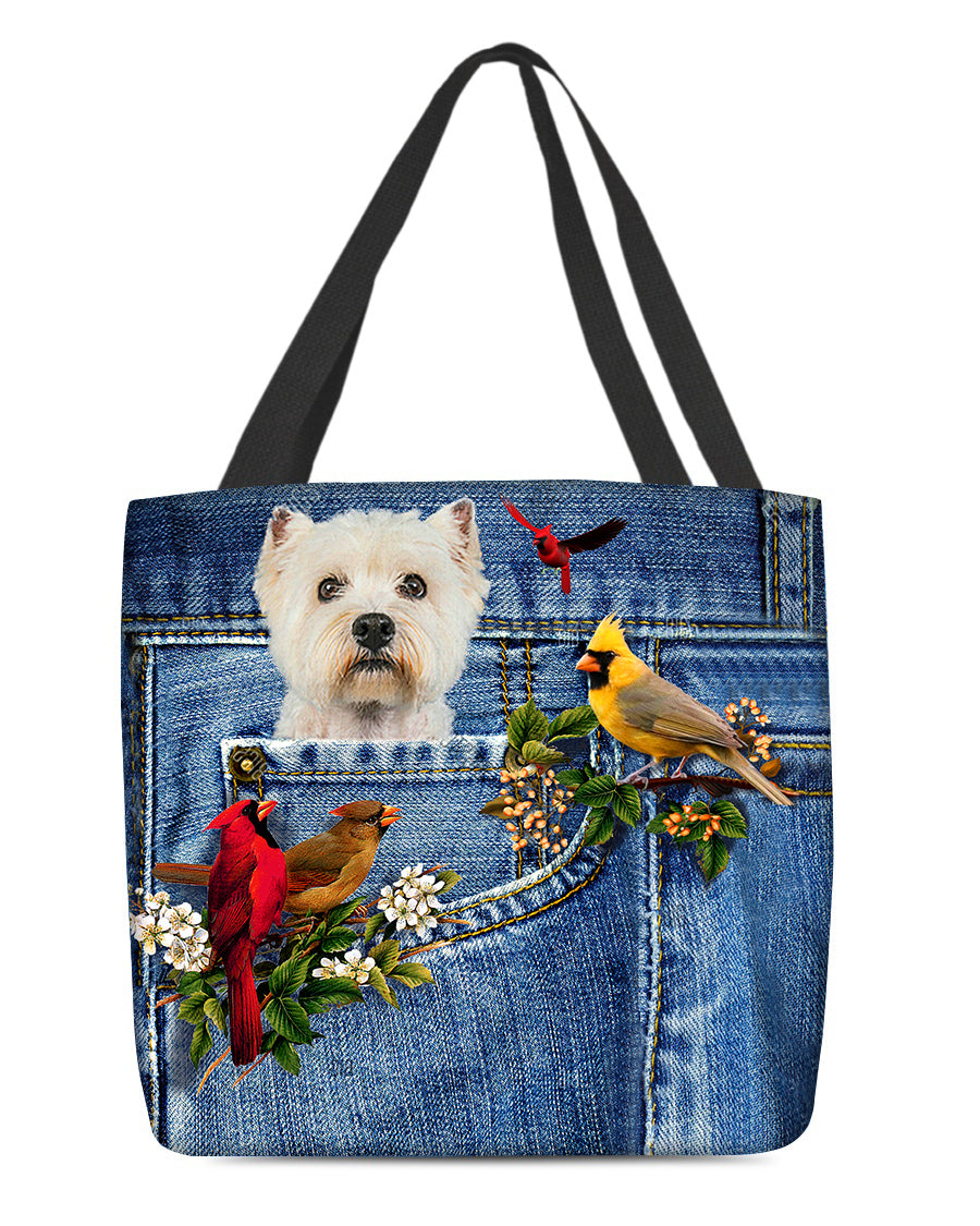 Westie-Cardinal &amp; Dog Cloth Tote Bag